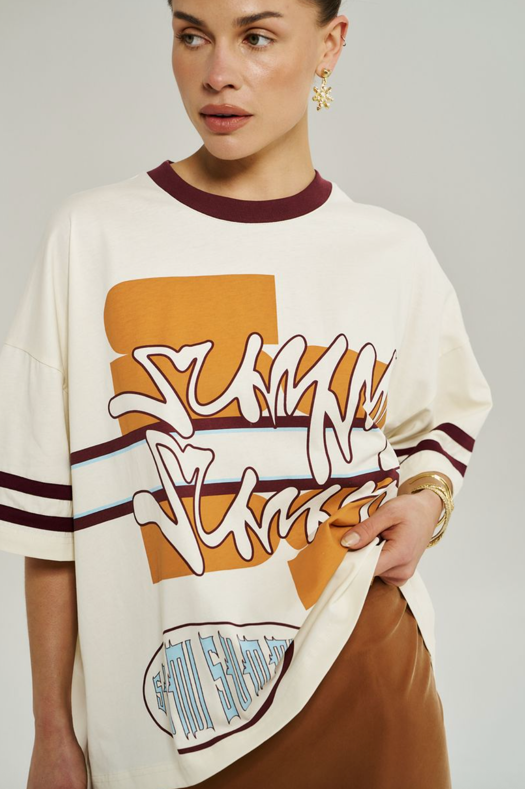 Summi Summi Bordeaux 55 Tee - Vintage White