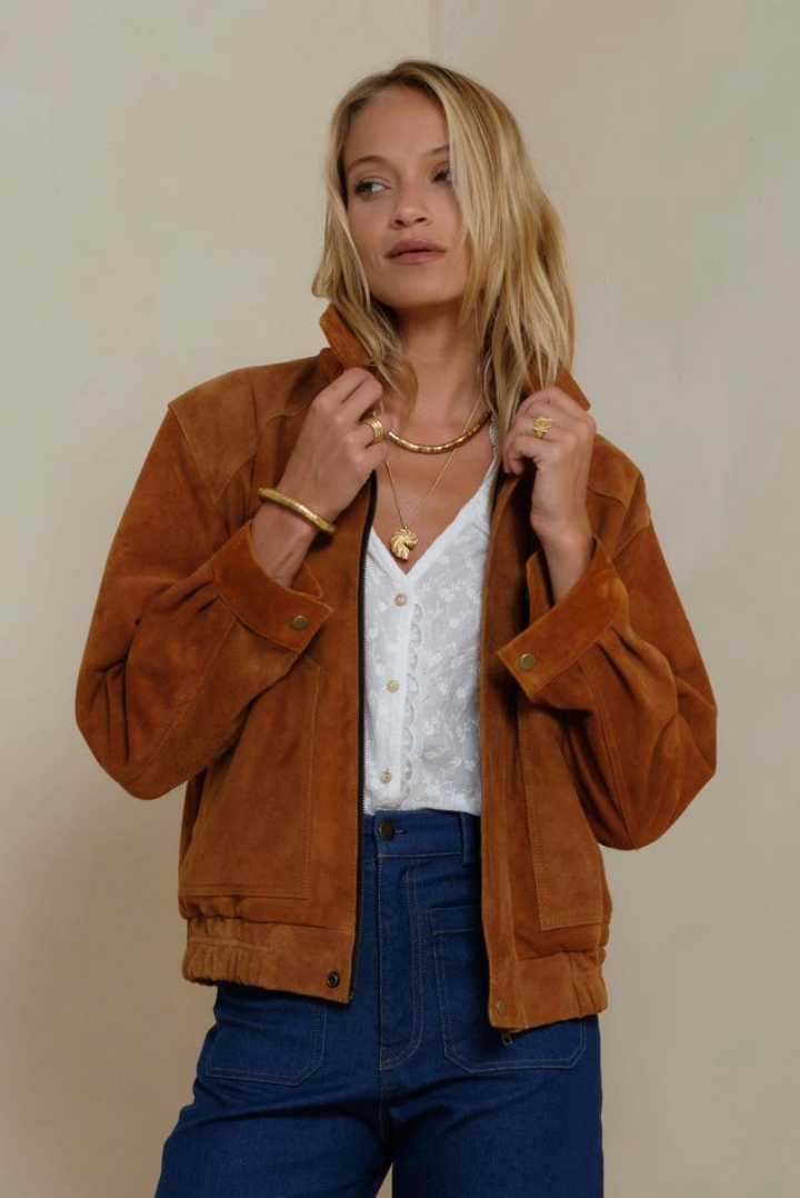 Lilya Zephyr Suede Jacket - Havana Cuba Suede