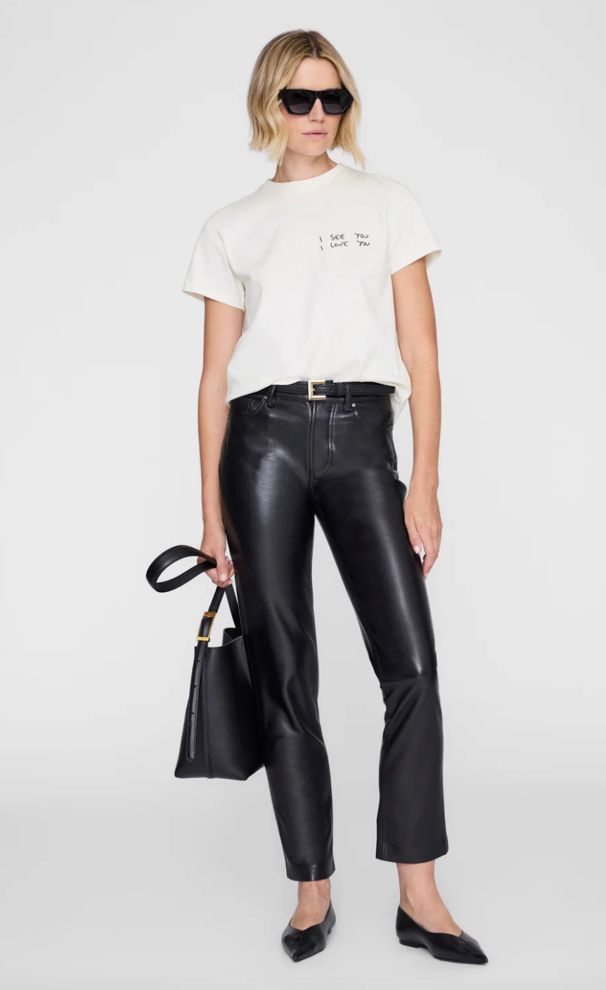 Anine Bing Shelly Tee I See You I Love You - Washed Cream