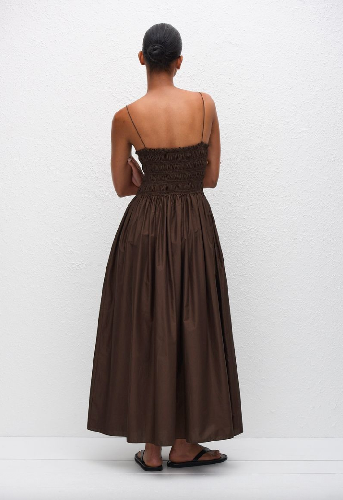 Matteau Shirred Bodice Dress - Chocolate