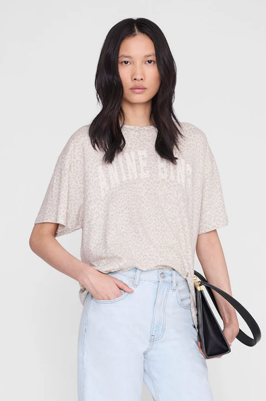 Anine Bing Cade Tee - Washed White Leopard