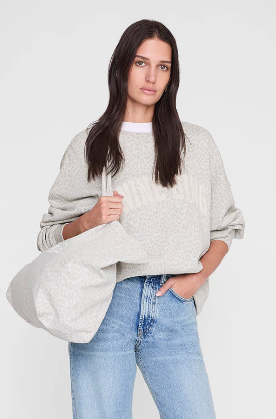 Anine Bing Miles Sweatshirt - Washed White Leopard