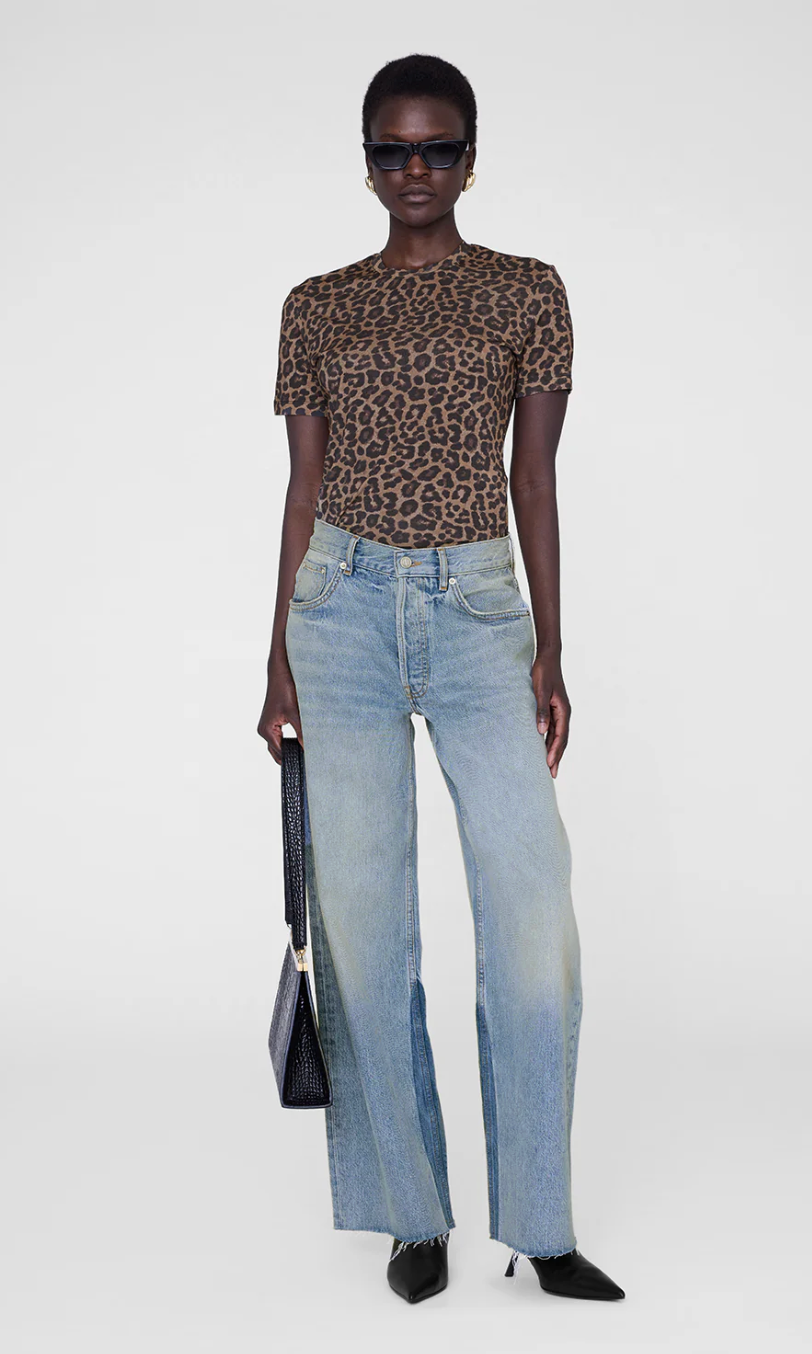 Anine Bing Sylvie Tee - Black & Brown Leopard