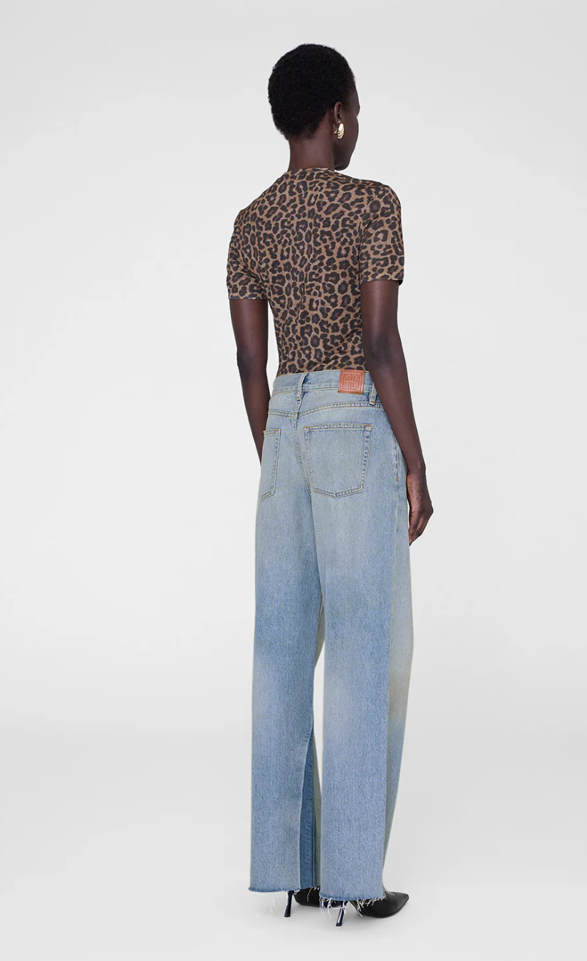 Anine Bing Sylvie Tee - Black & Brown Leopard