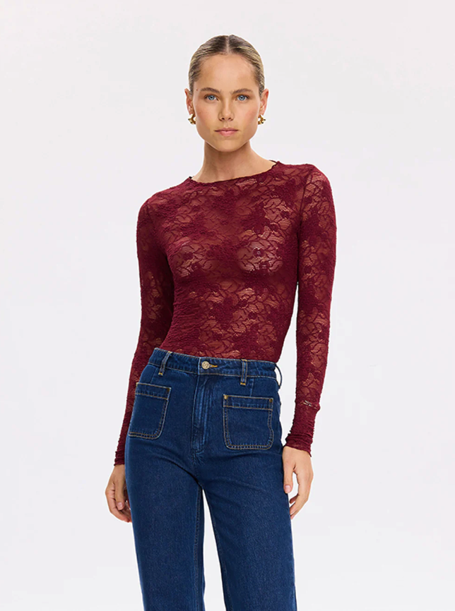 Kivari Victoria Lace Top - Plum