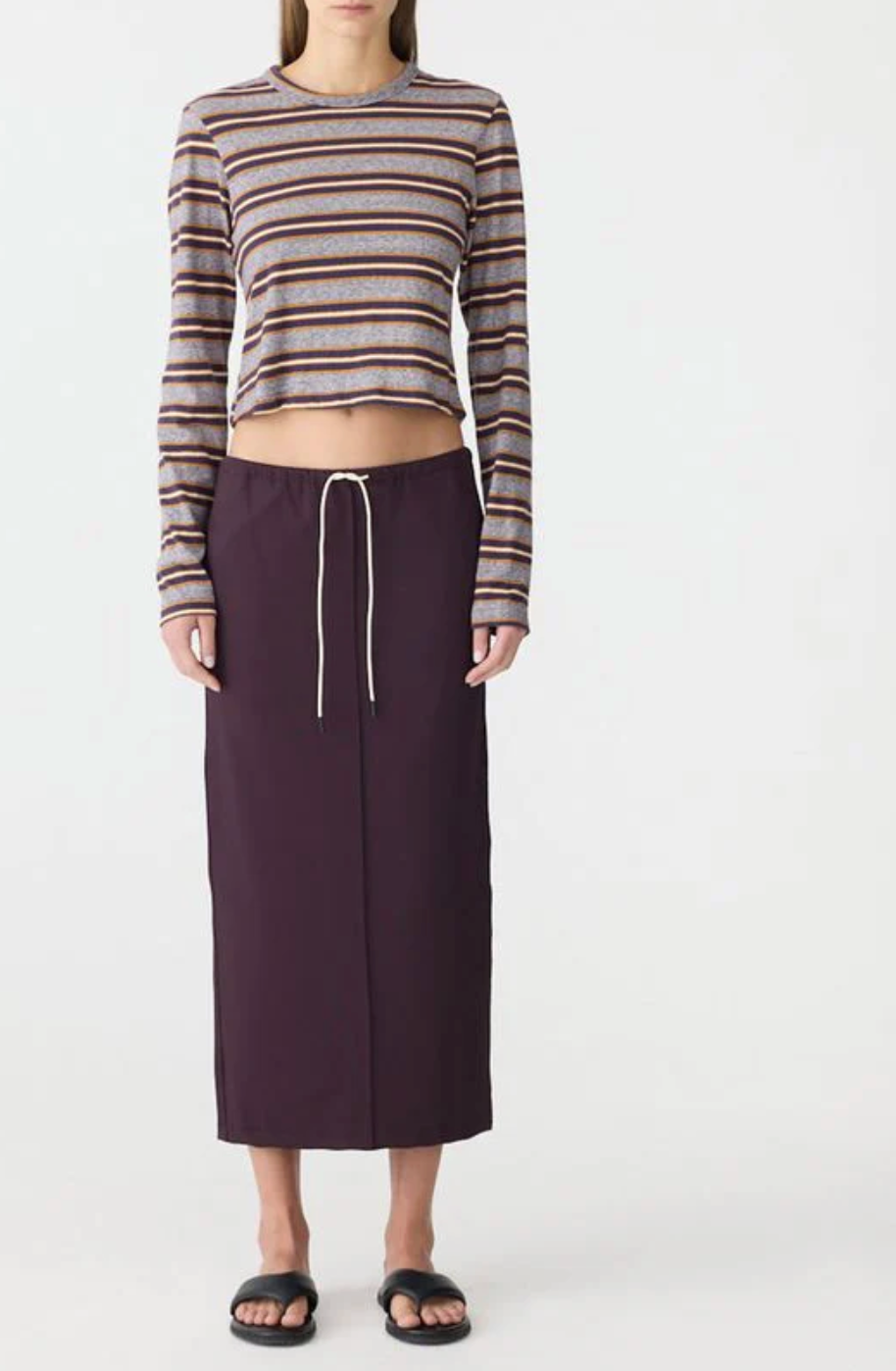 Bassike Stretch Twill Minimal Skirt - Dark Plum
