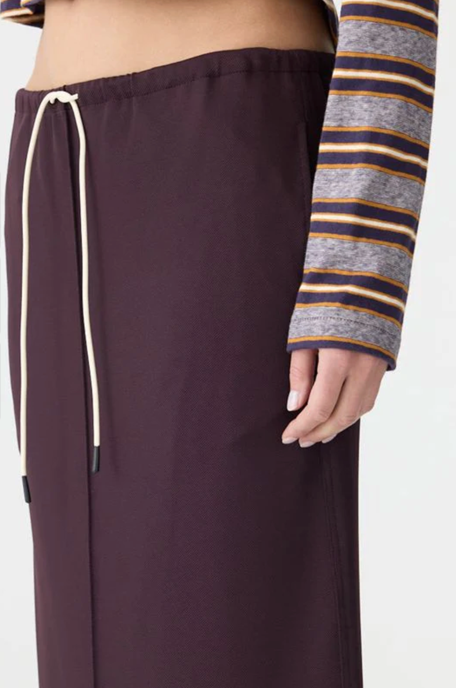 Bassike Stretch Twill Minimal Skirt - Dark Plum