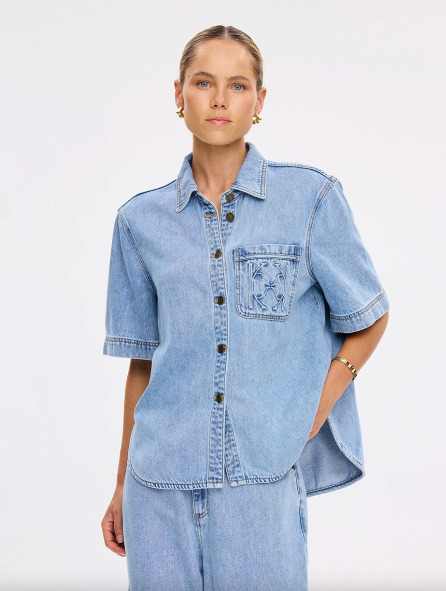 Kivari Ariana Denim Shirt - Pale Stone (PRE ORDER)