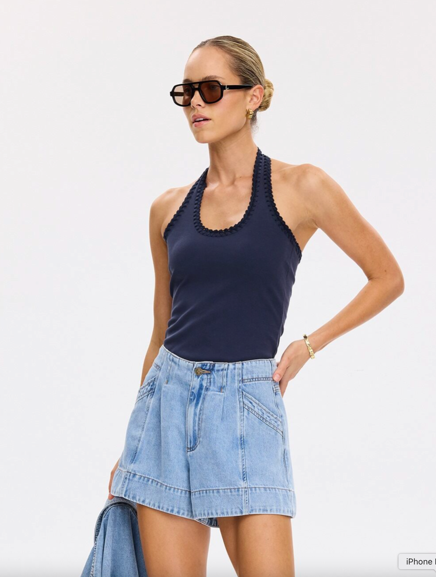 Kivari Laguna Denim Short - Pale Stone