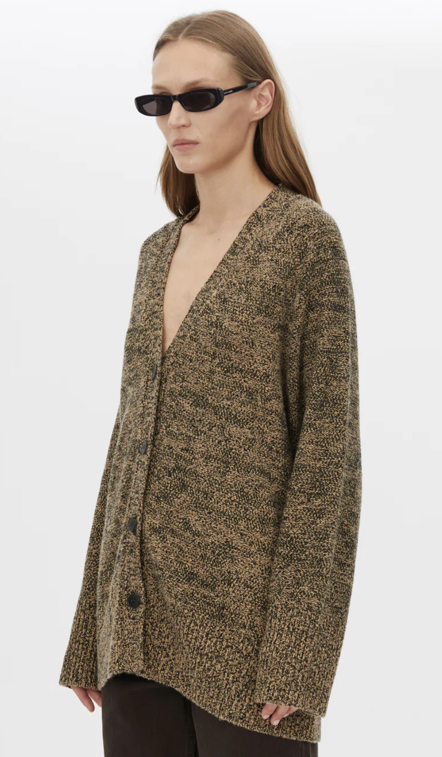 Camilla and Marc Hal Knit Boyfriend Cardigan - Honey/Black