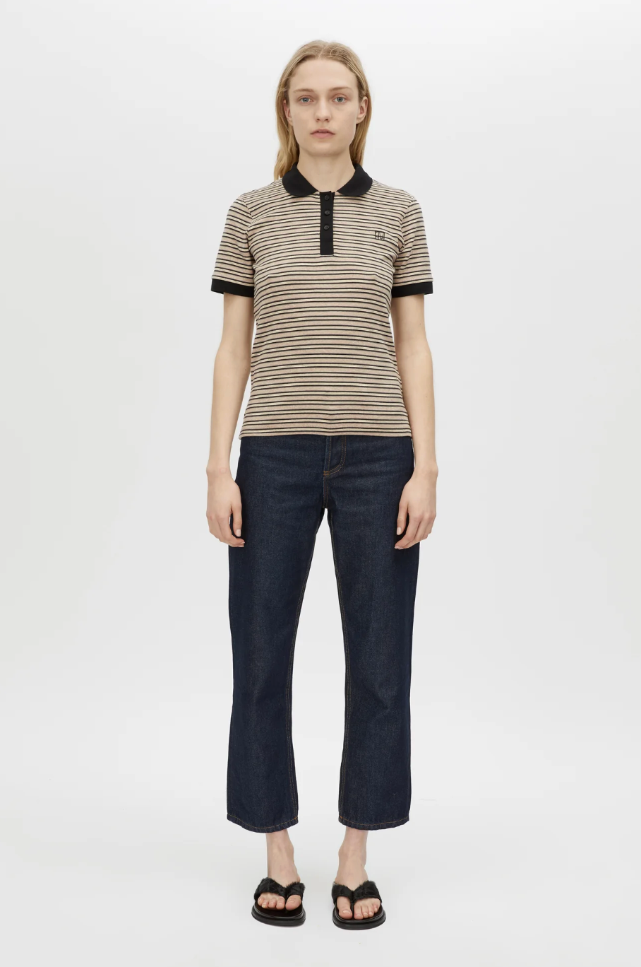 Camilla and Marc Platinum Short Sleeve Polo - Oat Stripe