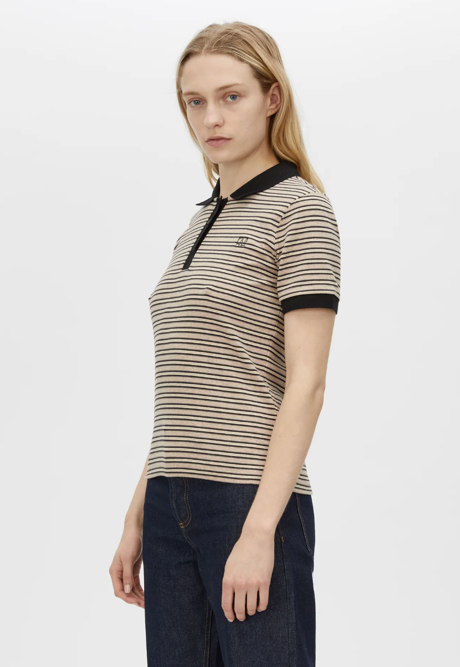 Camilla and Marc Platinum Short Sleeve Polo - Oat Stripe