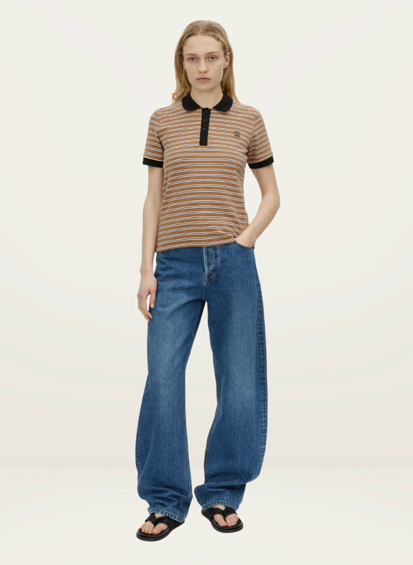 Camilla and Marc Platinum Short Sleeve Polo - Tan Stripe