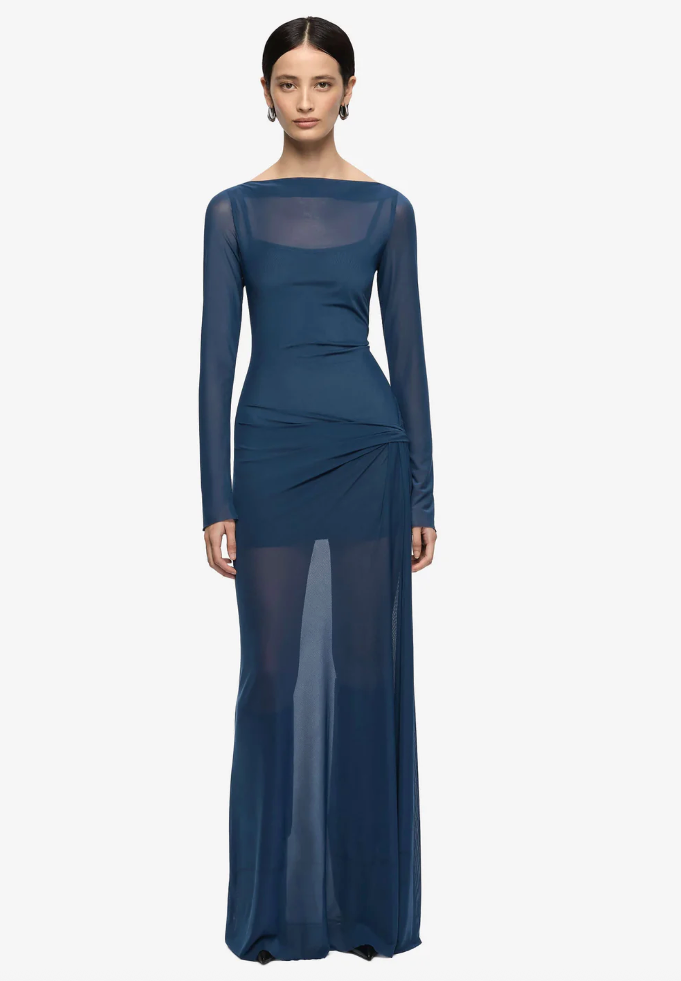 Bec and Bridge Marabou Long Sleeve Maxi Dress - Petrol - Nik and She Bec and Bridge Marabou Long Sleeve Maxi Dress - Petrol - Nik and She