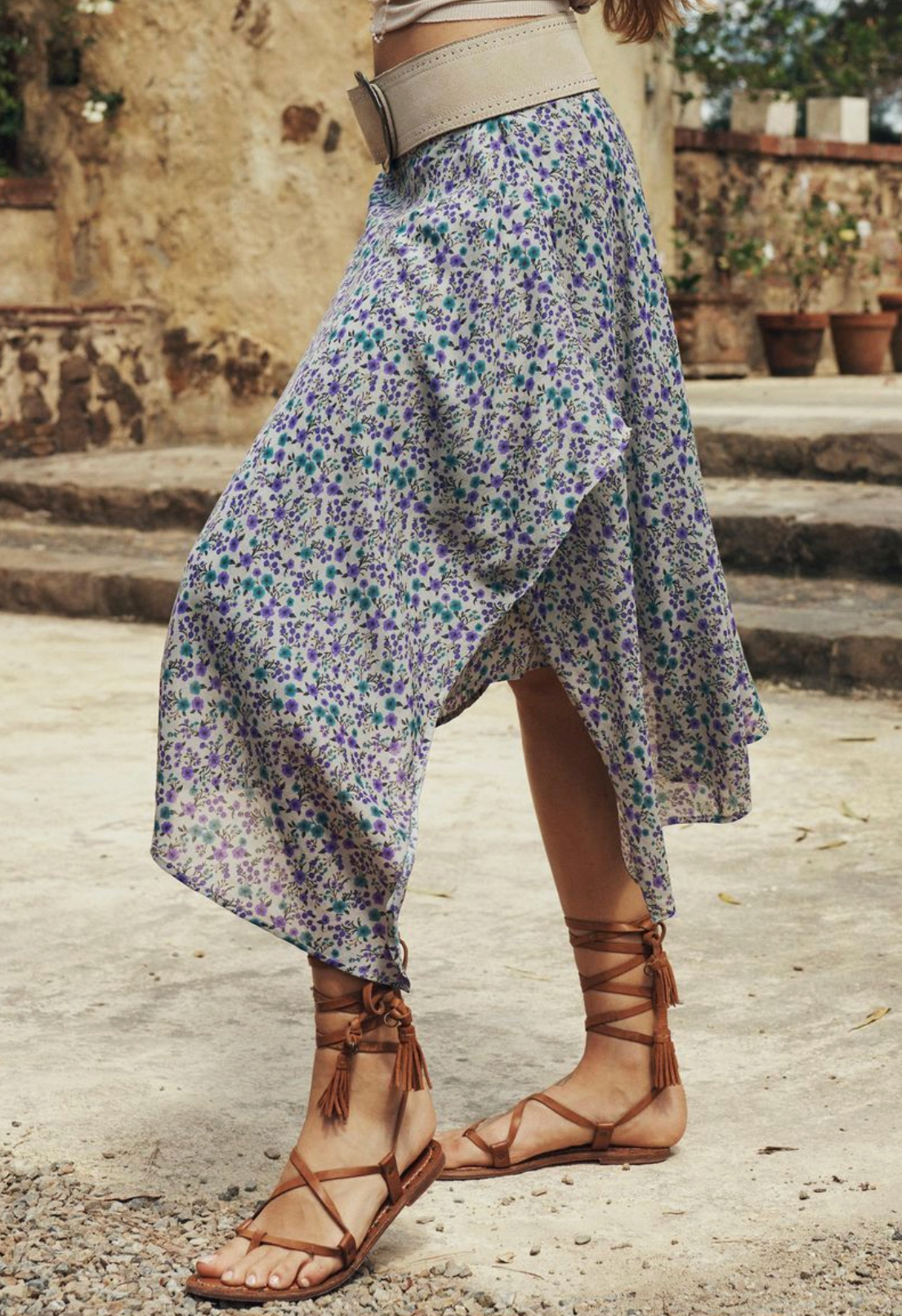 Spell Mimi-Rose Asymmetric Skirt - Violet Fields