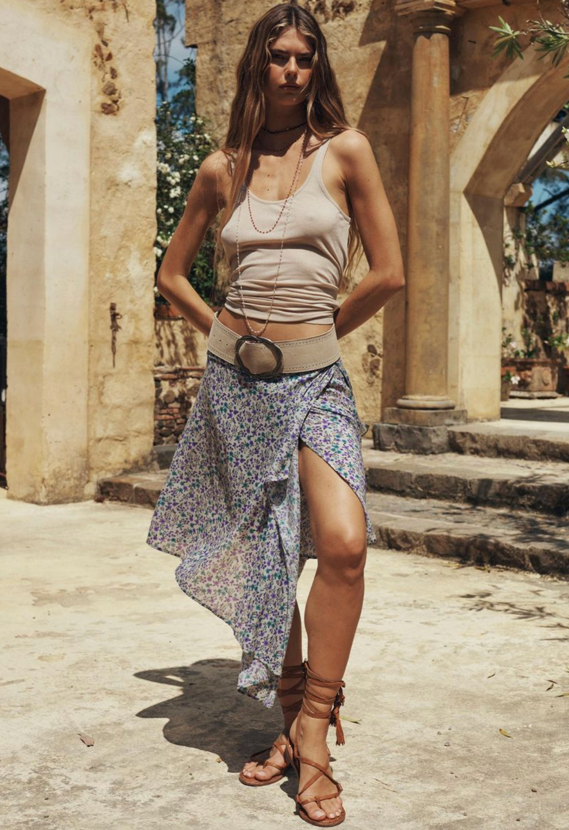 Spell Mimi-Rose Asymmetric Skirt - Violet Fields