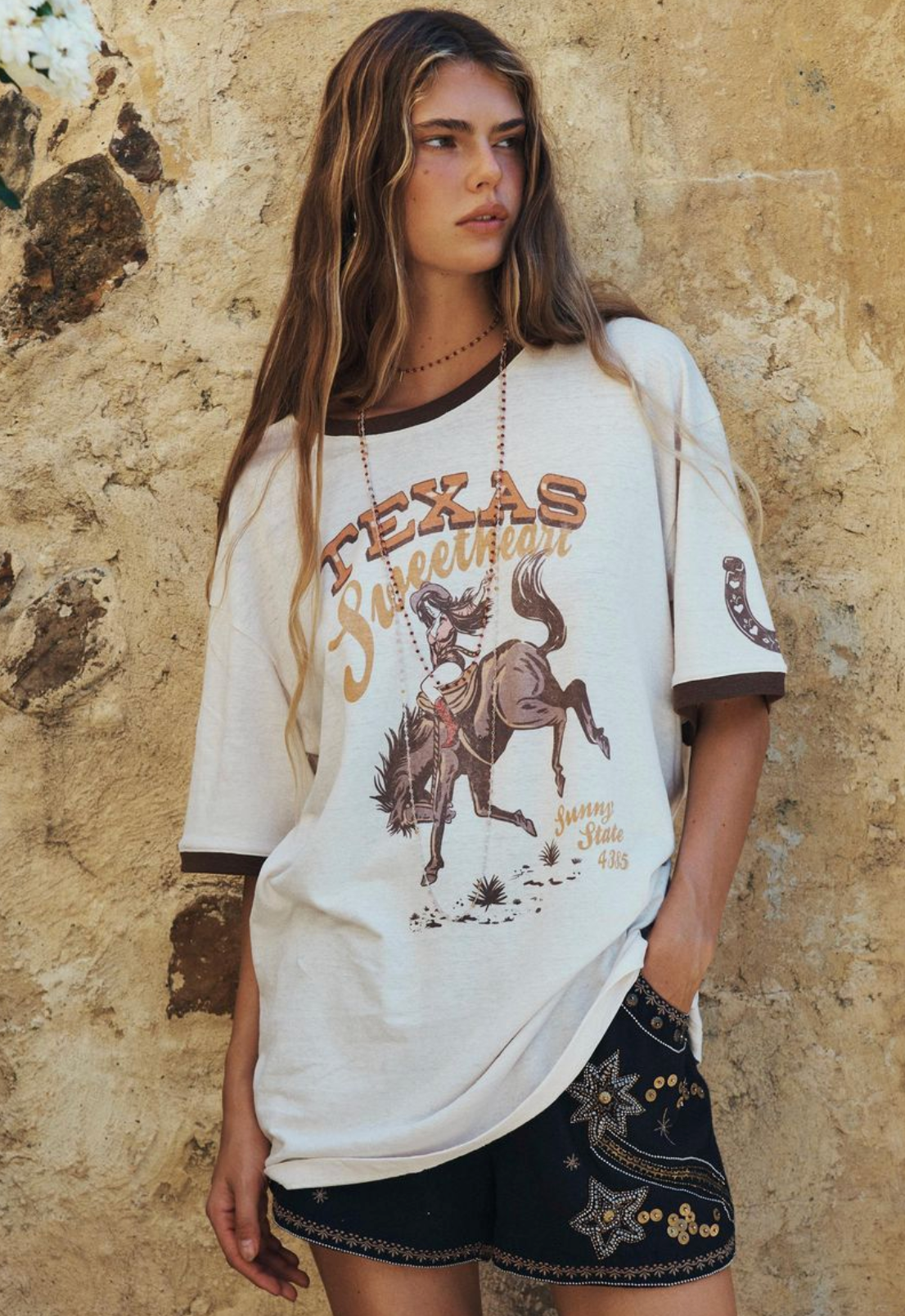 Spell Texas Sweetheart Oversized Tee - Vintage Cream