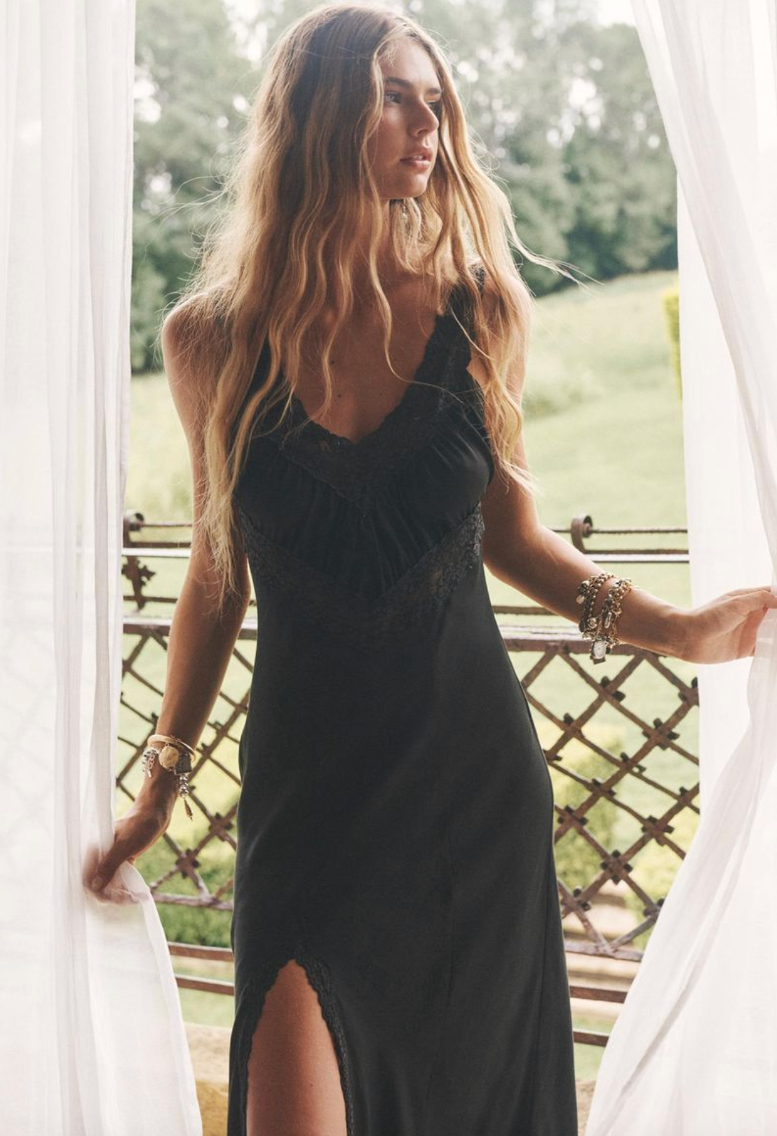 Spell Vina Lace Slip Dress - Midnight