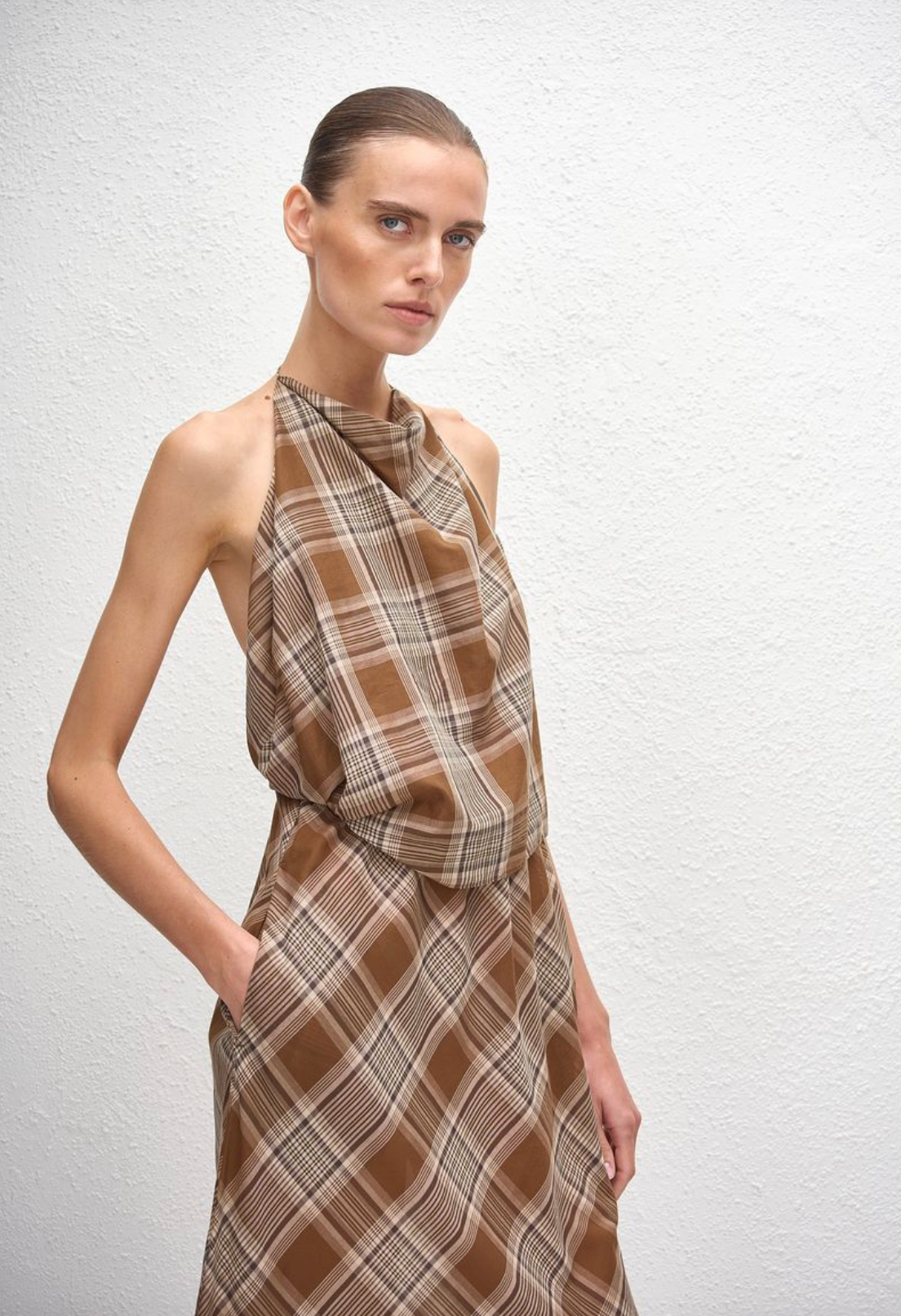 Matteau Layered Halter Midi Dress - Picnic Plaid - Nik and She Matteau Layered Halter Midi Dress - Picnic Plaid - Nik and She