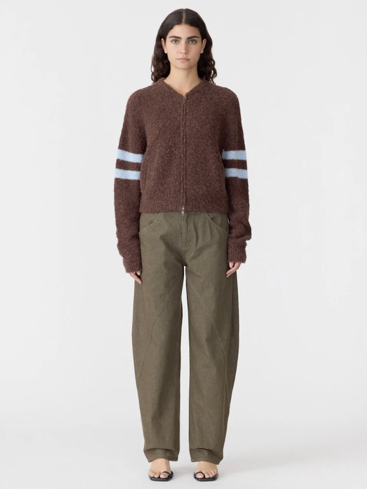 Bassike Wool Alpaca Zip Up Knit Cinnamon - Cinnamon