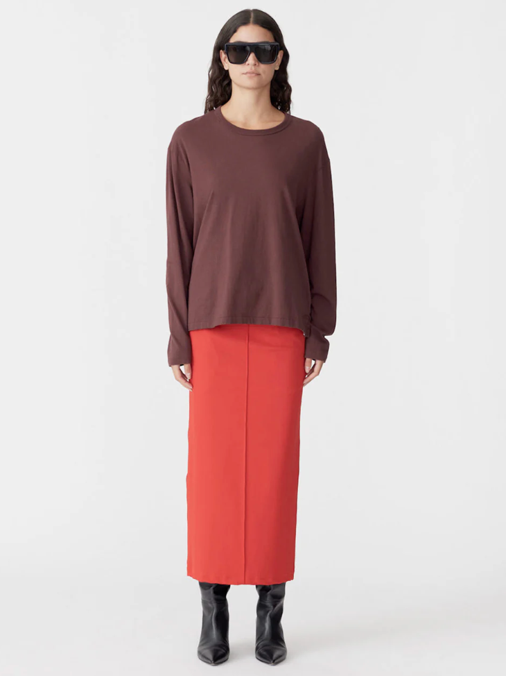 Bassike Boyfriend Heritage L/S T-Shirt - Cocoa