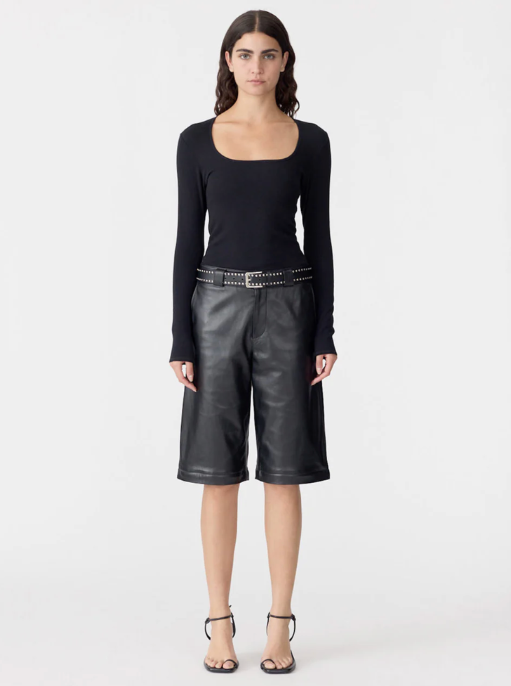 Bassike Square Neck L/S Top - Black