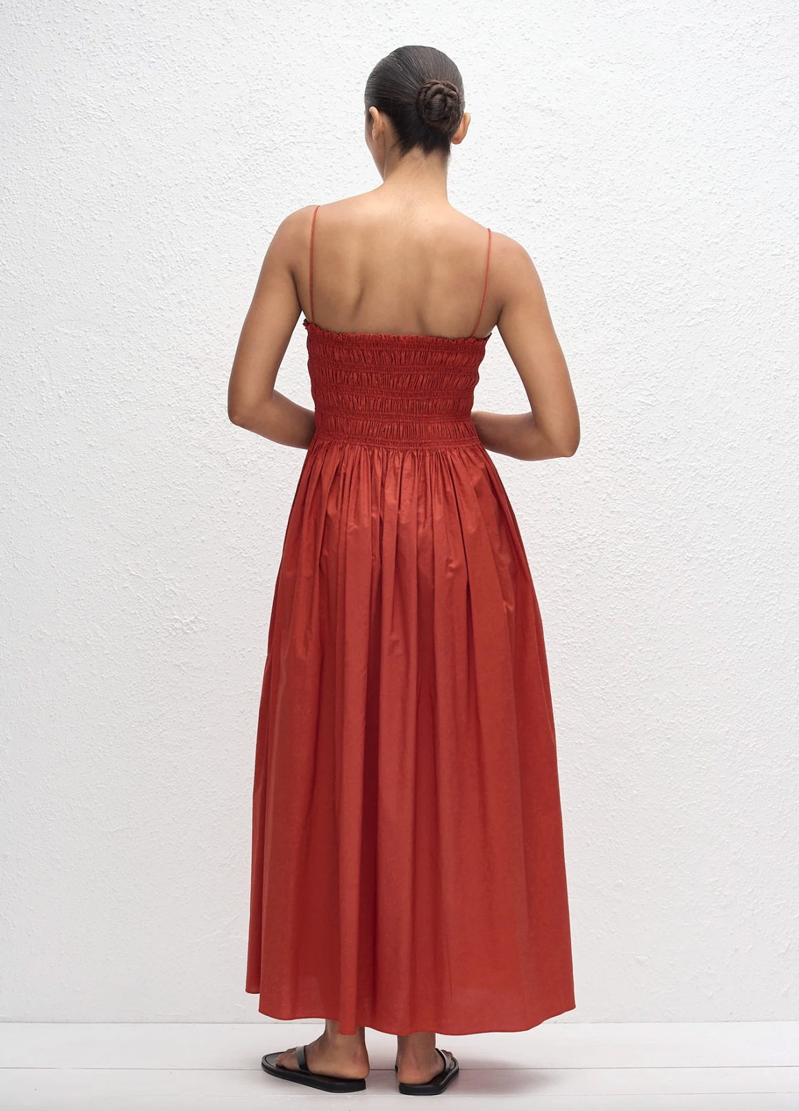 Matteau Shirred Bodice Dress - Tomato