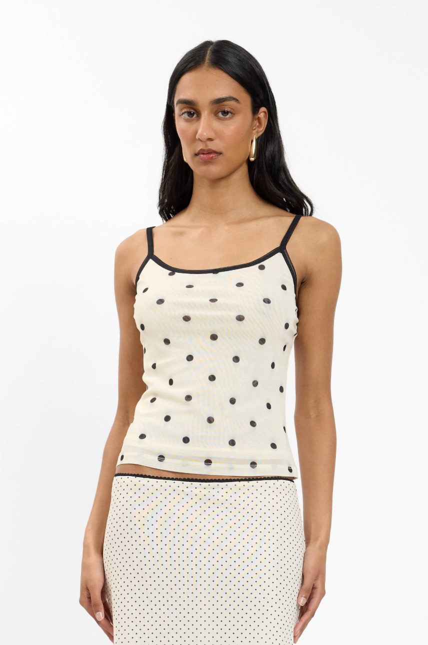 With Harper Lu Camisole - Mesh Ivory Polka