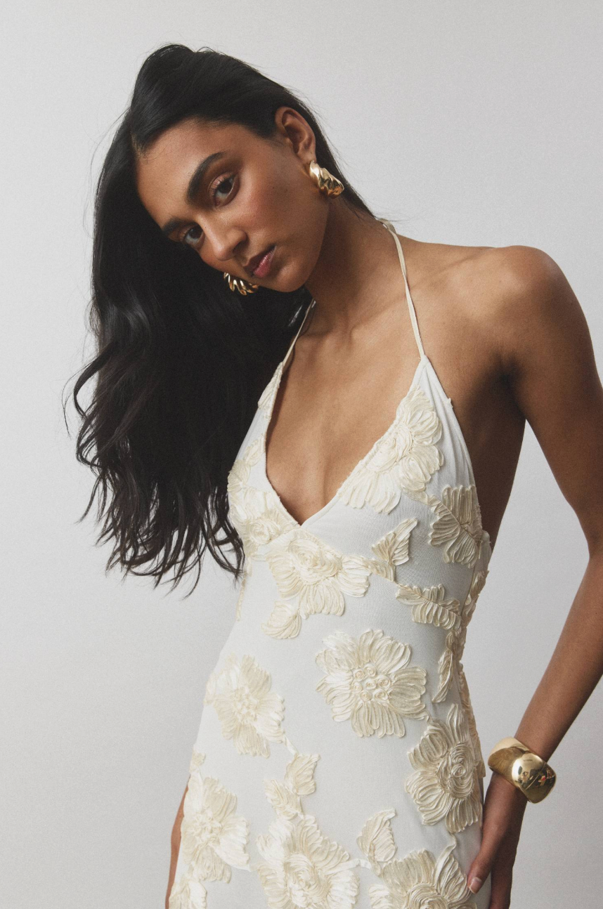 With Harper Lu Embellished Halter Maxi - Ivory