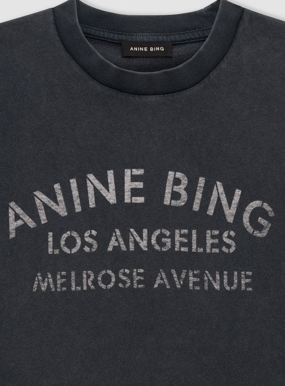 Anine Bing Cade Tee Melrose Stencil - Washed Black