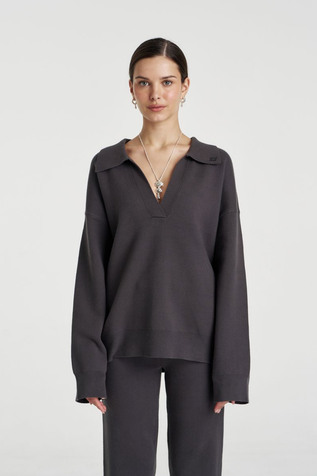 Summi Summi L/S Collared Knit - Shadow