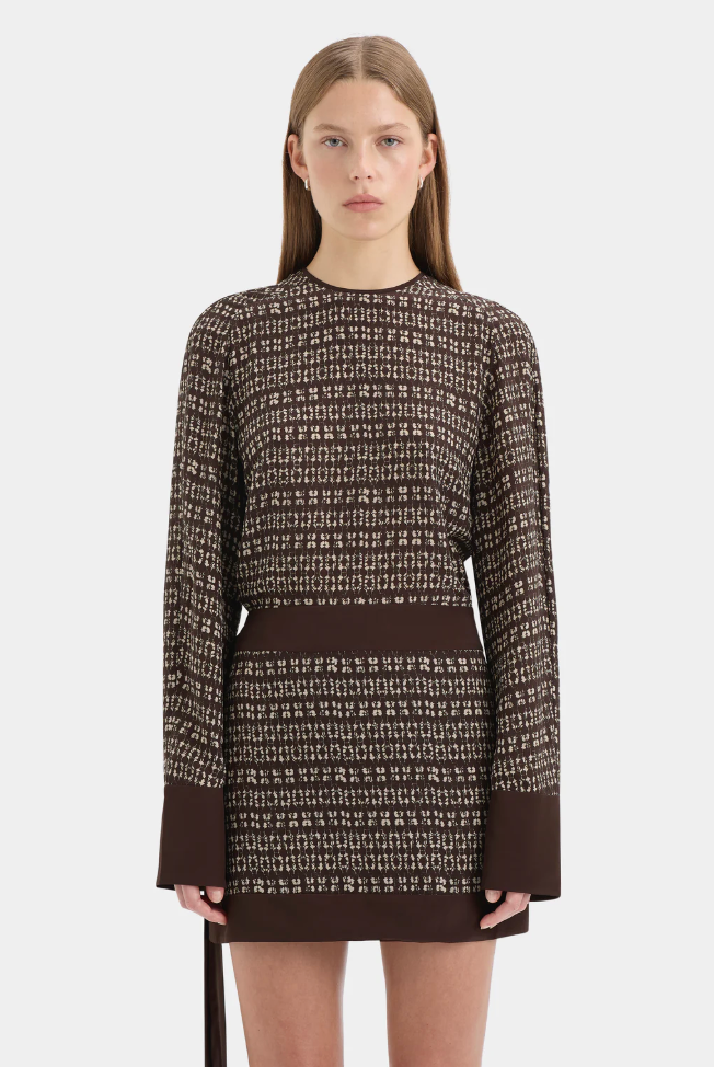 SIR. Astrid Long Sleeve Mini Dress - Tisso Plum