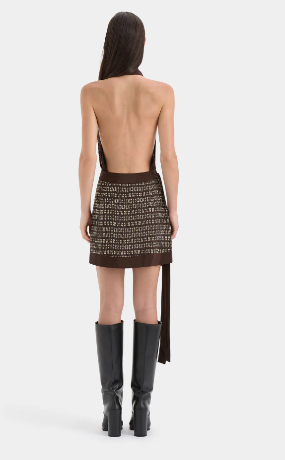 SIR. Astrid Open Back Mini Dress - Tisso Plum