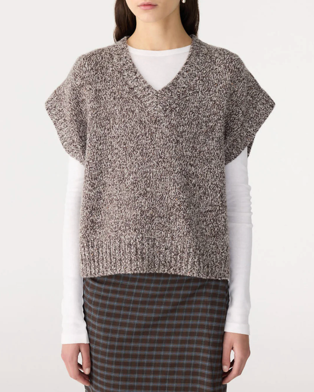 Bassike Melange Knit Vest - Black Melange