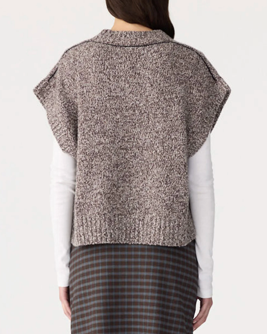 Bassike Melange Knit Vest - Black Melange