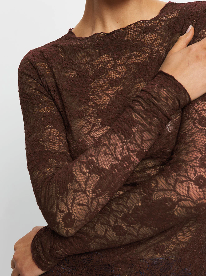 Kivari Victoria Lace Top - Chocolate