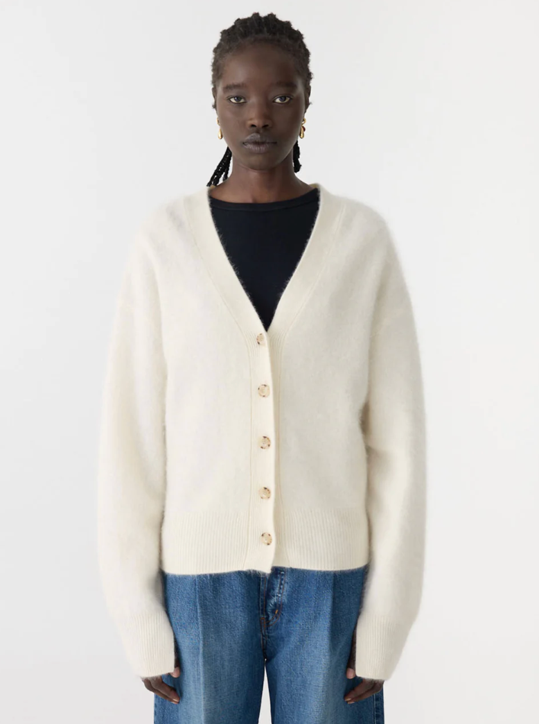 Bassike Superfine Merino Cardigan - Natural