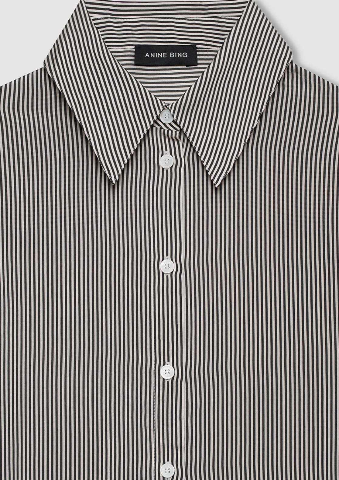 Anine Bing Bridget Shirt - White and Black Mini Stripe