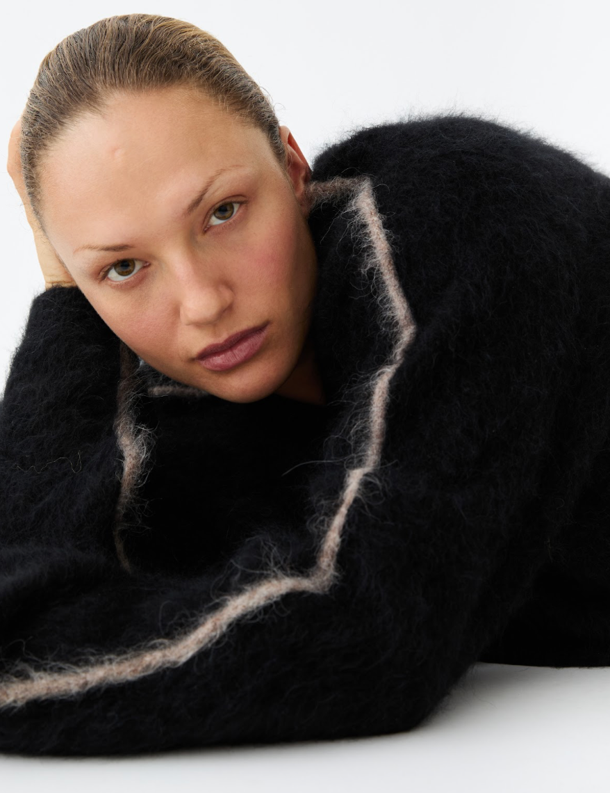 Nagnata Brushed Alpaca Cardigan - Black