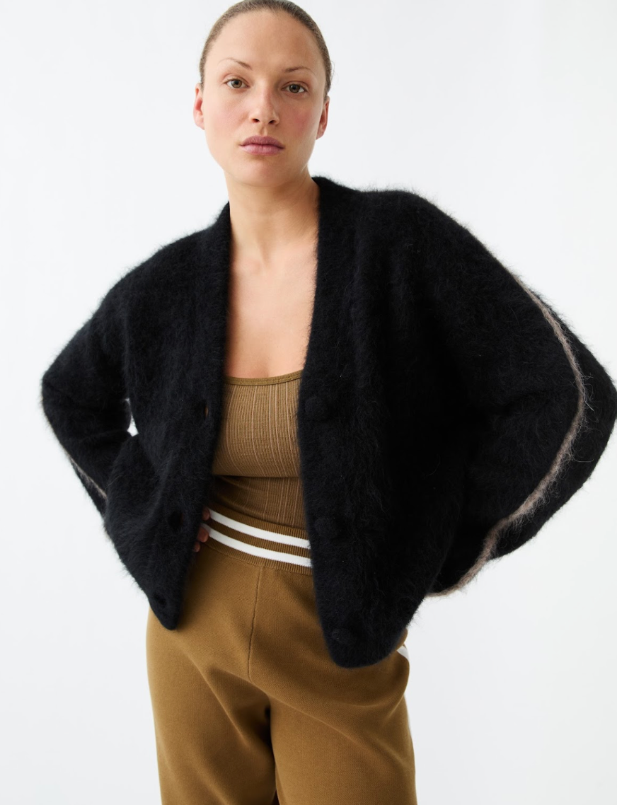 Nagnata Brushed Alpaca Cardigan - Black