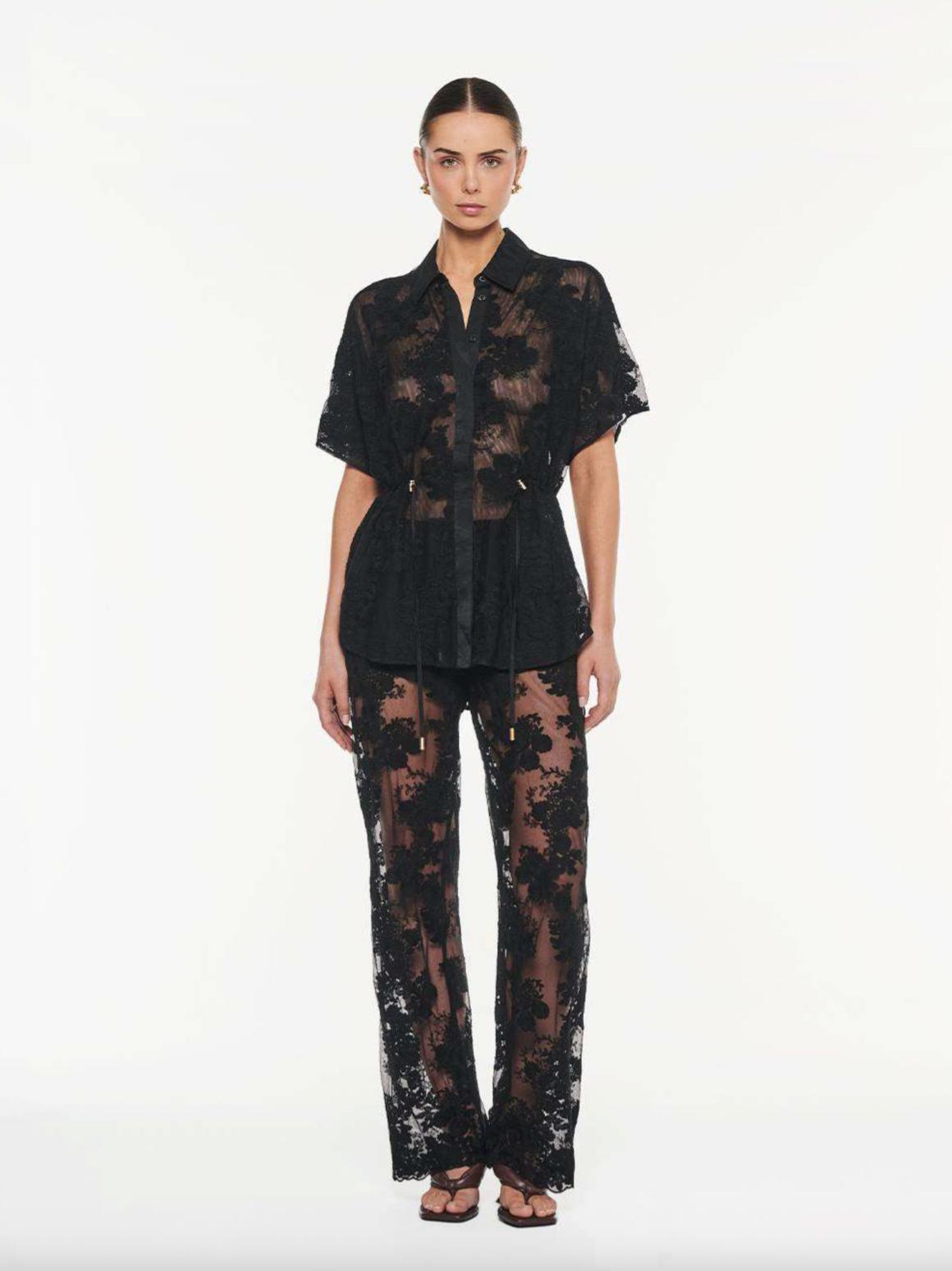 Kivari Jaxon Lace Shirt - Black Lace