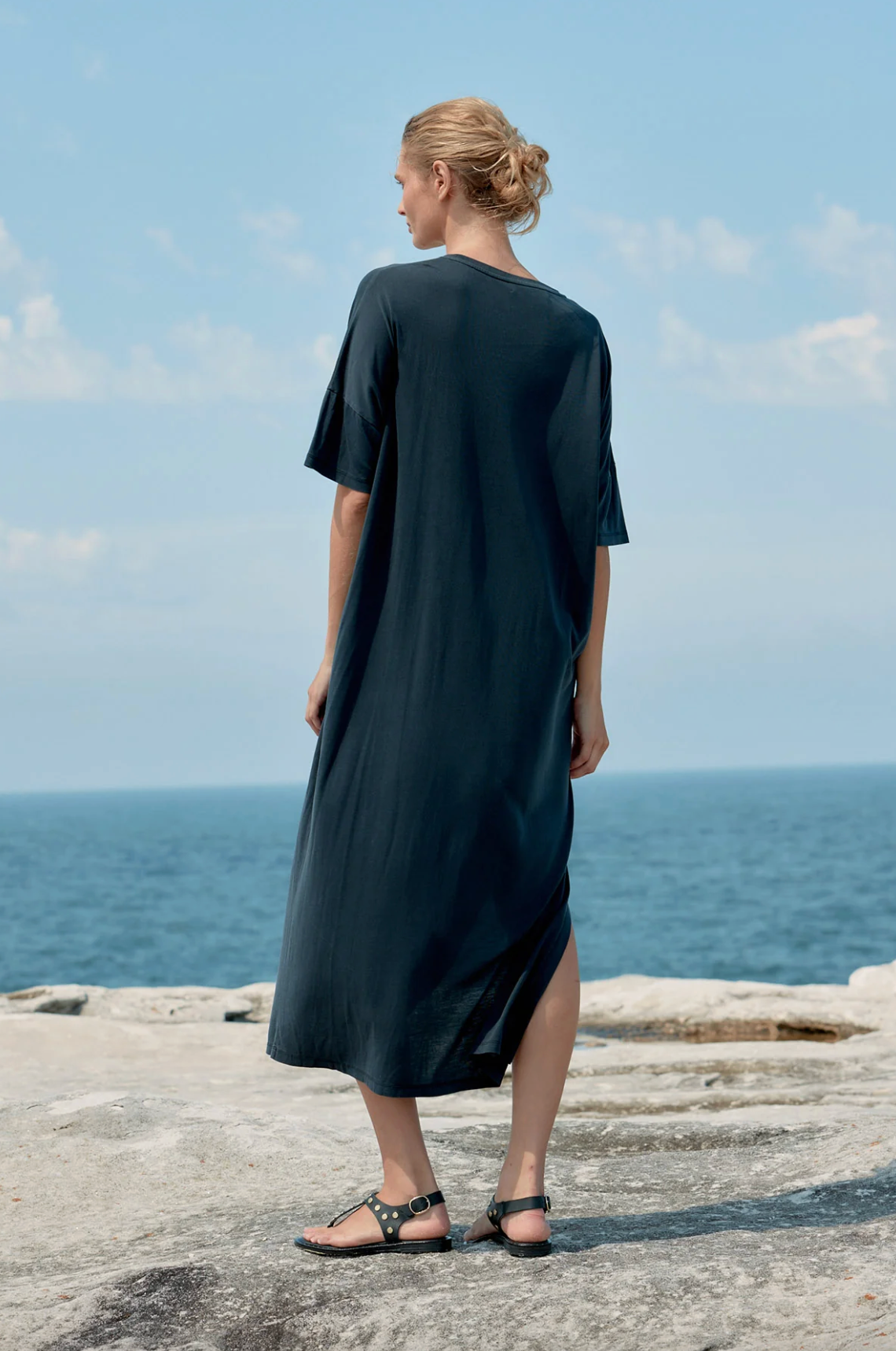 Estilo Emporio Box Cotton/Tencel T-Shirt - Washed Black