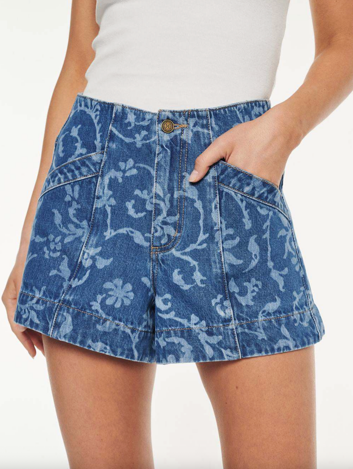 Kivari Laguna Printed Denim Short - Elina