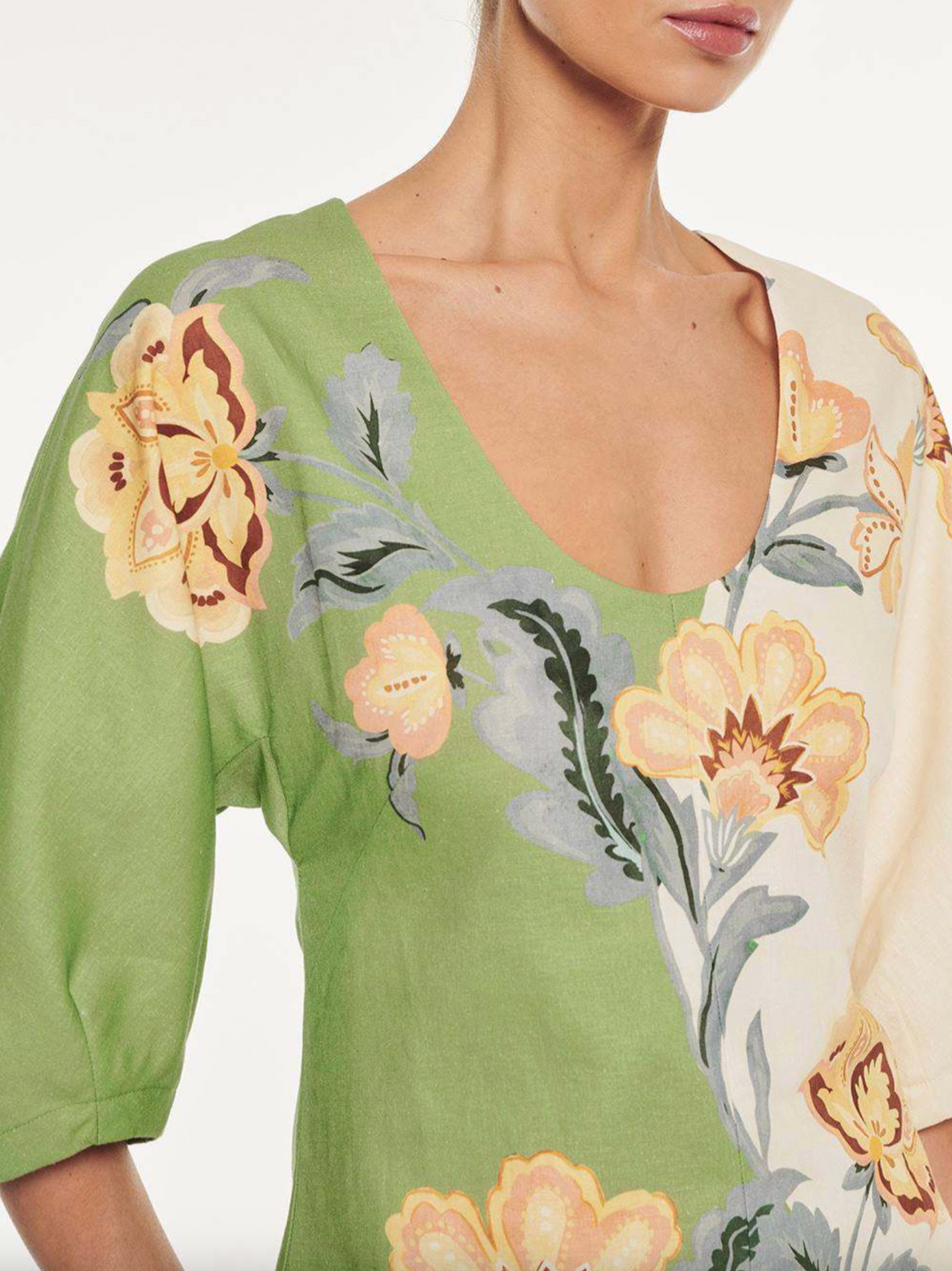 Kivari Lotte Mini Dress - Green/Cream
