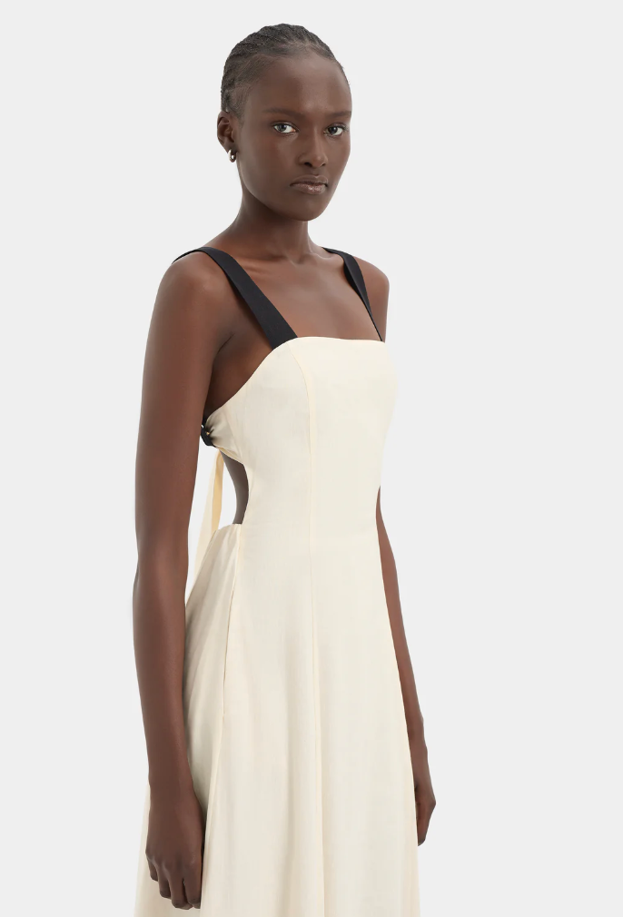 SIR. Lilia Ayla Tie Back Maxi Dress - Bone