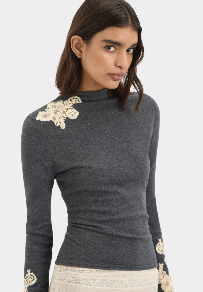 SIR. Saeli Long Sleeve Top - Grey Marle