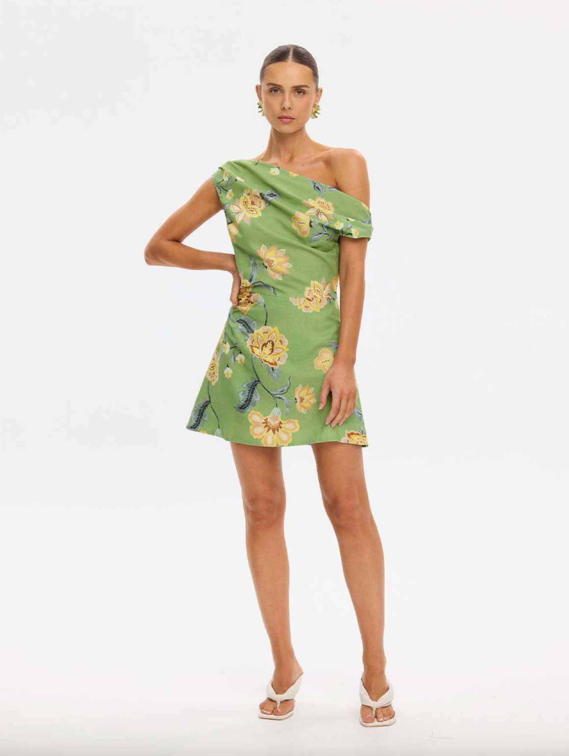 Kivari Eve Off Shoulder Mini Dress - Green