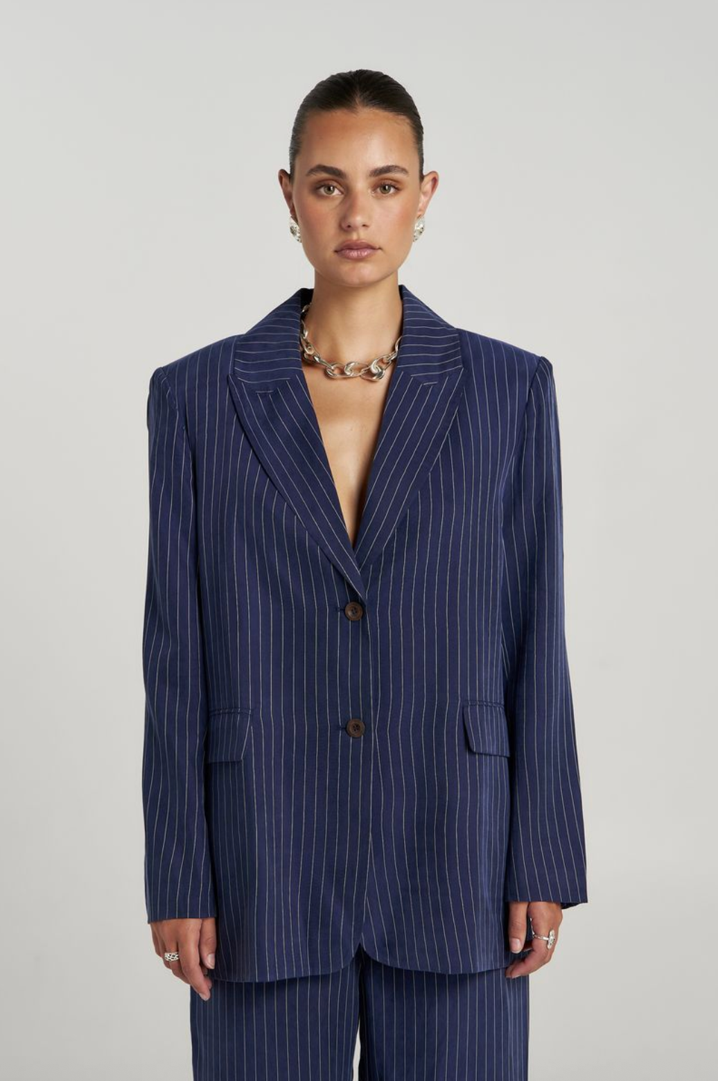 Summi Summi OS Blazer - Navy Pinstripe