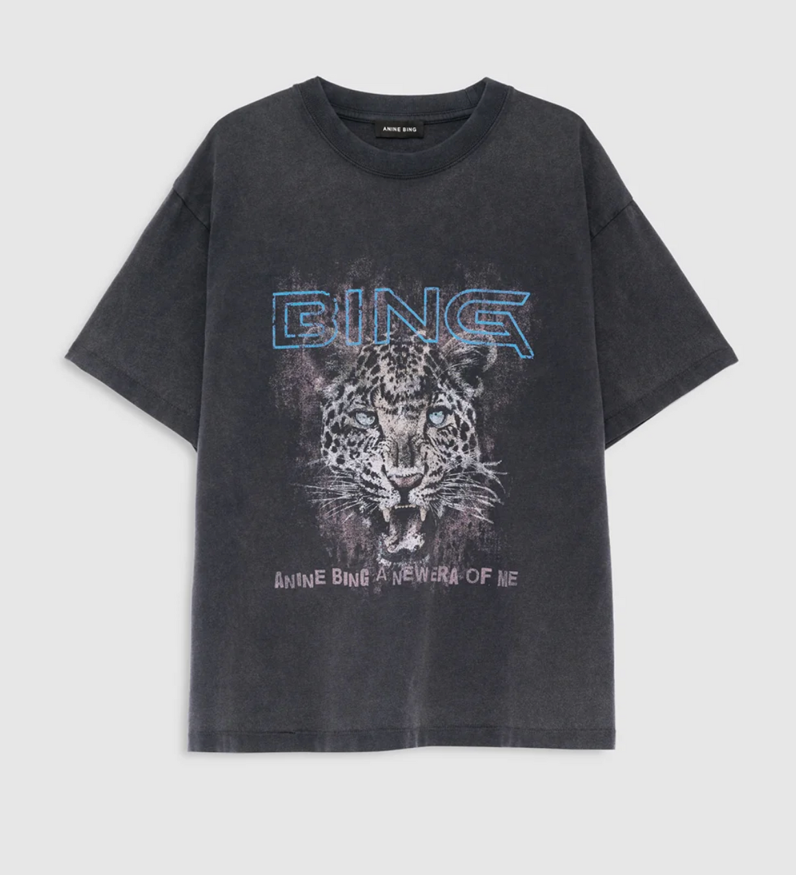 Anine Bing Cade Tee Leo Muse - Washed Black