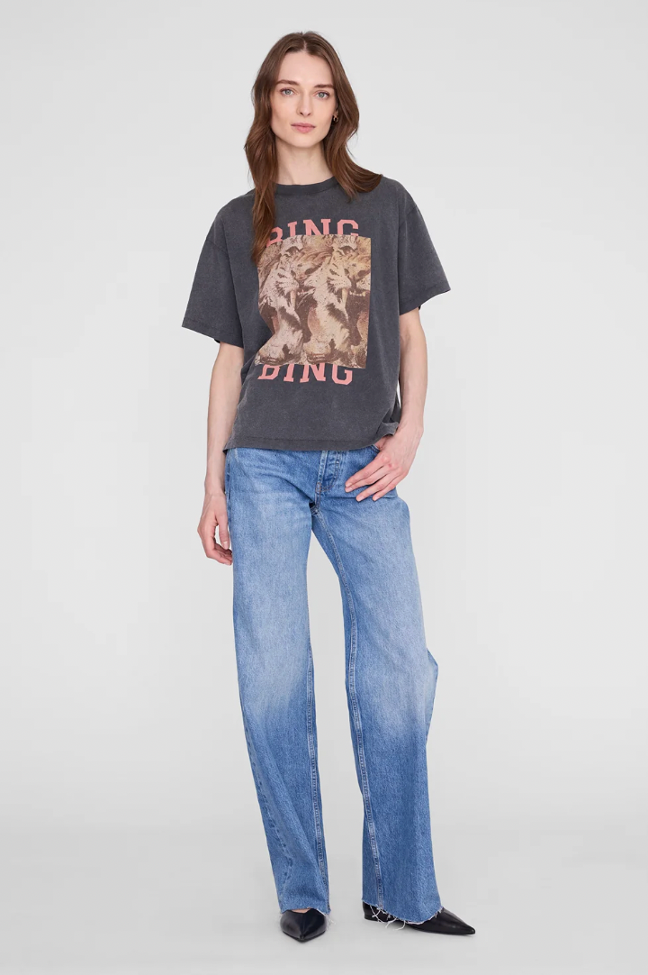 Anine Bing Cade Tee Tiger Bing - Washed Black